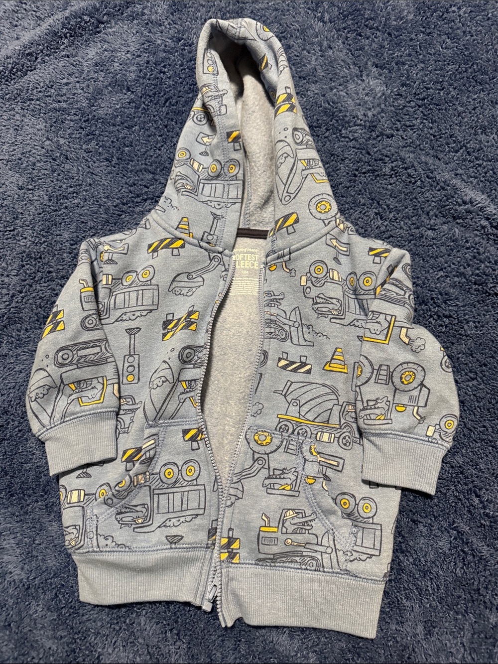 jumping beans Blue Fleece Hoodie with Construction Print Accents